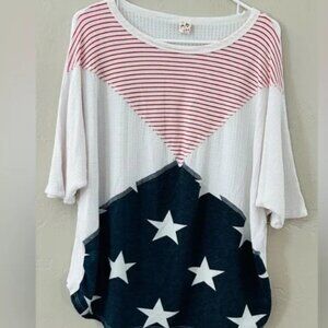 7th Ray Patriotic Red, White and Blue Top